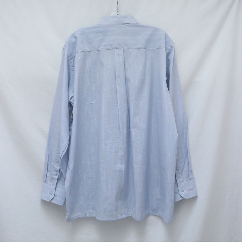 Vaterloo men's striped shirt 18/ 45 business office blue career formal XXL - Picture 3 of 9